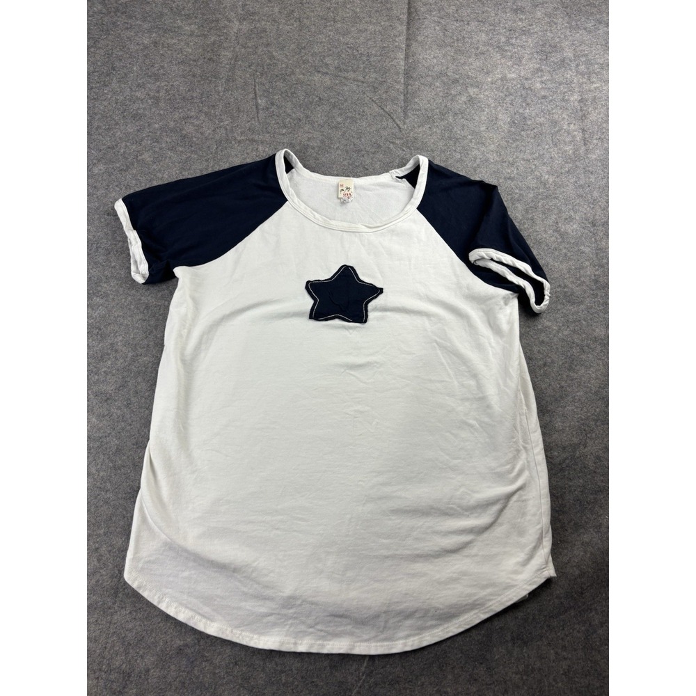 7th Roy White Navy Blue ringer t-shirt Patchwork star appliqué Graphic Classic